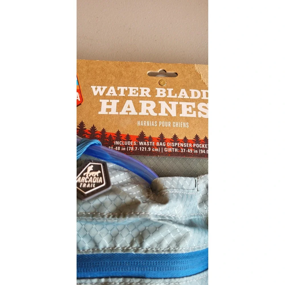 Arcadia Trail Water Bladder Harness XXL Blue Gray Dog Hiking Hydration Pack NWT